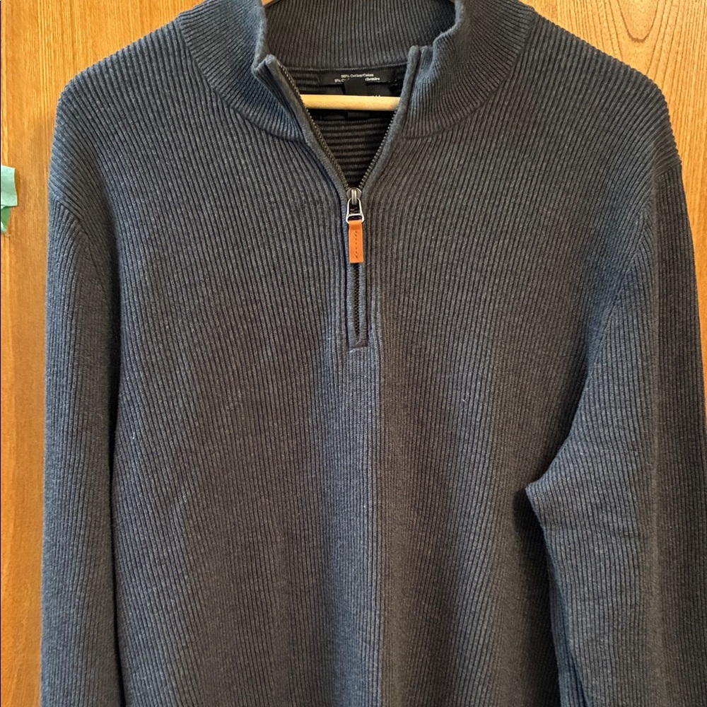 Nordstrom Men's 95% cotton 5% cashmere Dark Gray Zip-Up Sweater